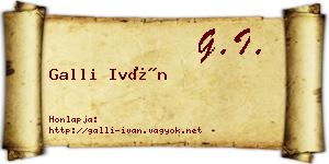 Galli Iván névjegykártya